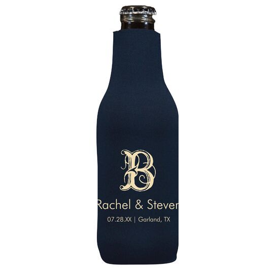 Pick Your Single Initial with Text Bottle Huggers